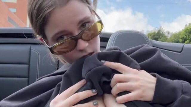 Maligoshik Onlyfans Striptease Showing Topless In A Car In Public